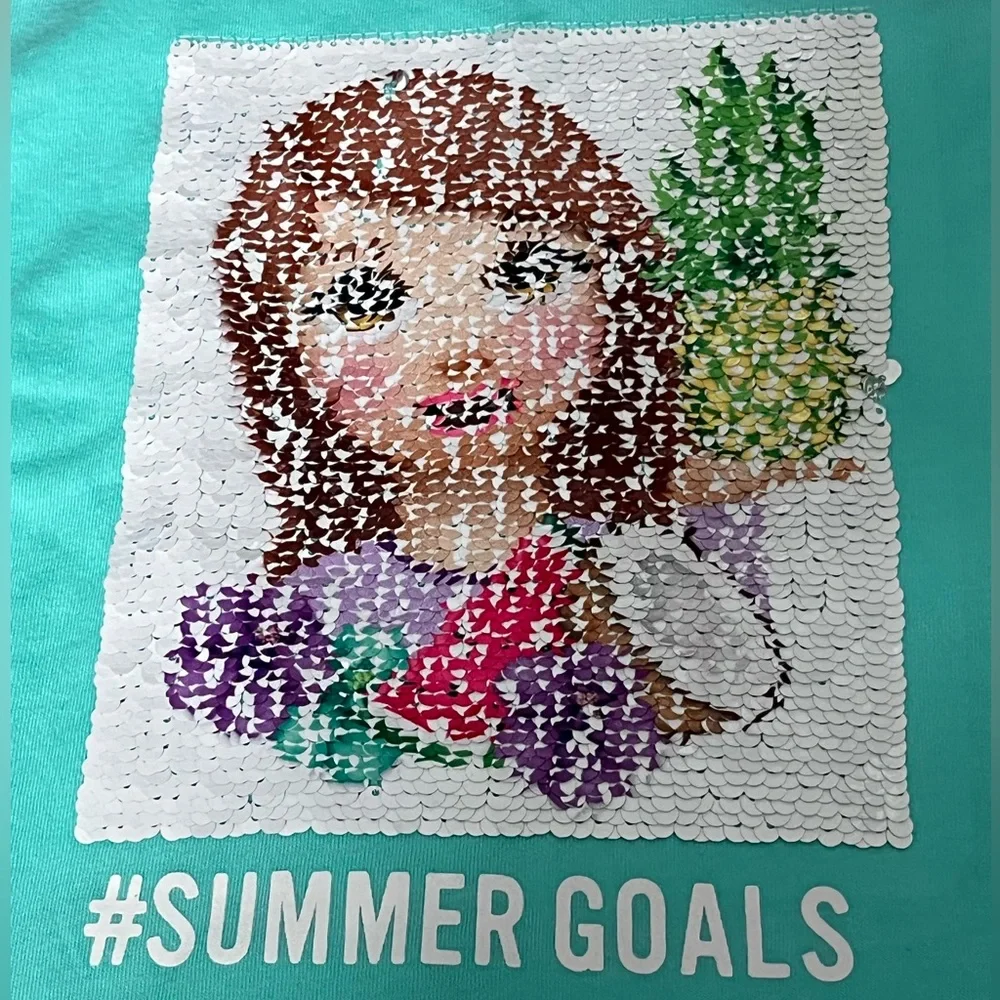 The Children's Place Flip Sequin Summer Sea Green Tank Top Girls Size M (7/8)